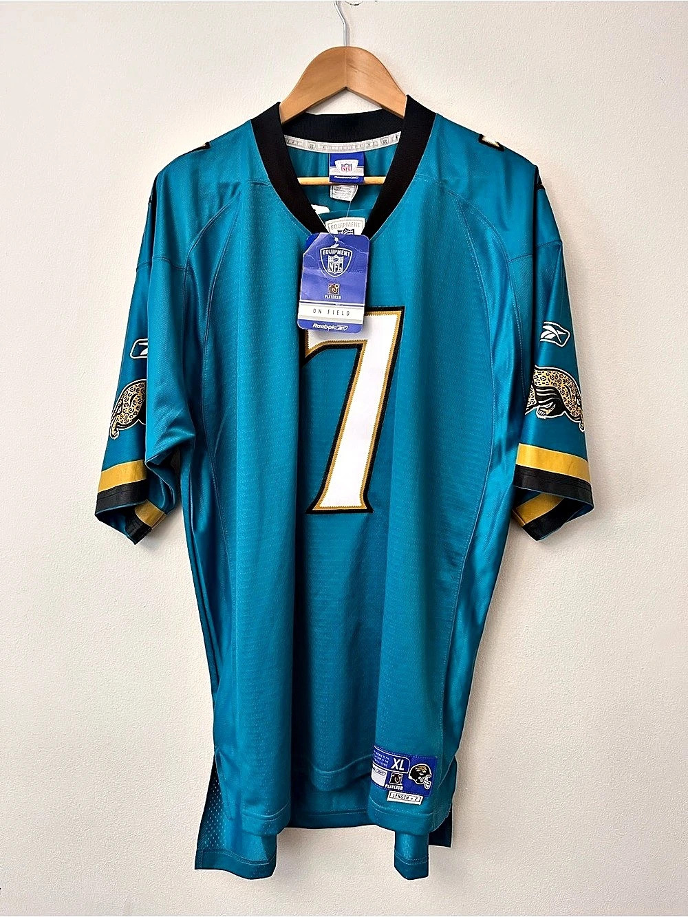New! Reebok NFL Jacksonville Jaguars Byron Leftwich #7 signed jersey Blue & Gold